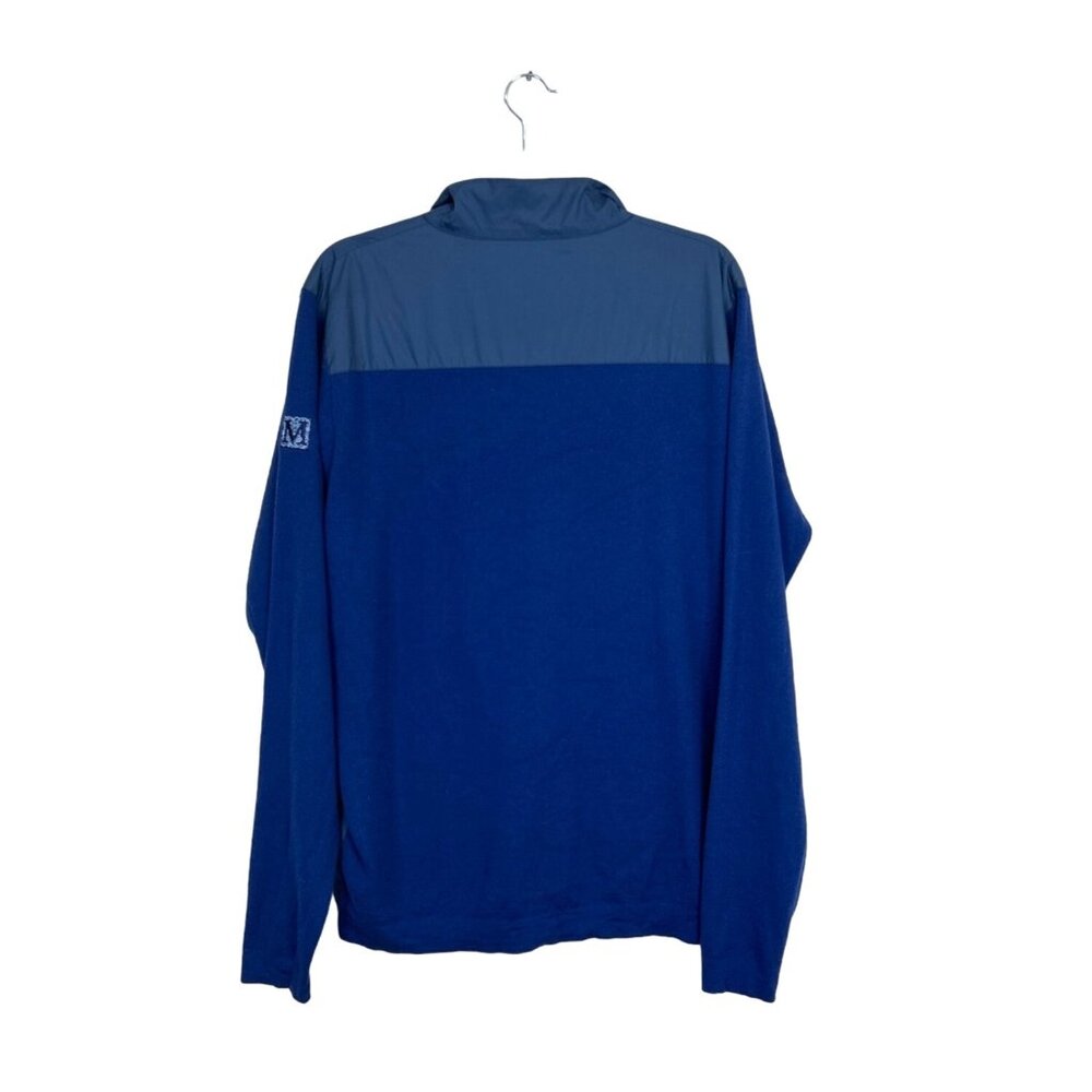 Peter Millar Crown Sport Mens Pullover 1/4 Zip Sweater Blue Merino Wool Size L - Picture 2 of 4
